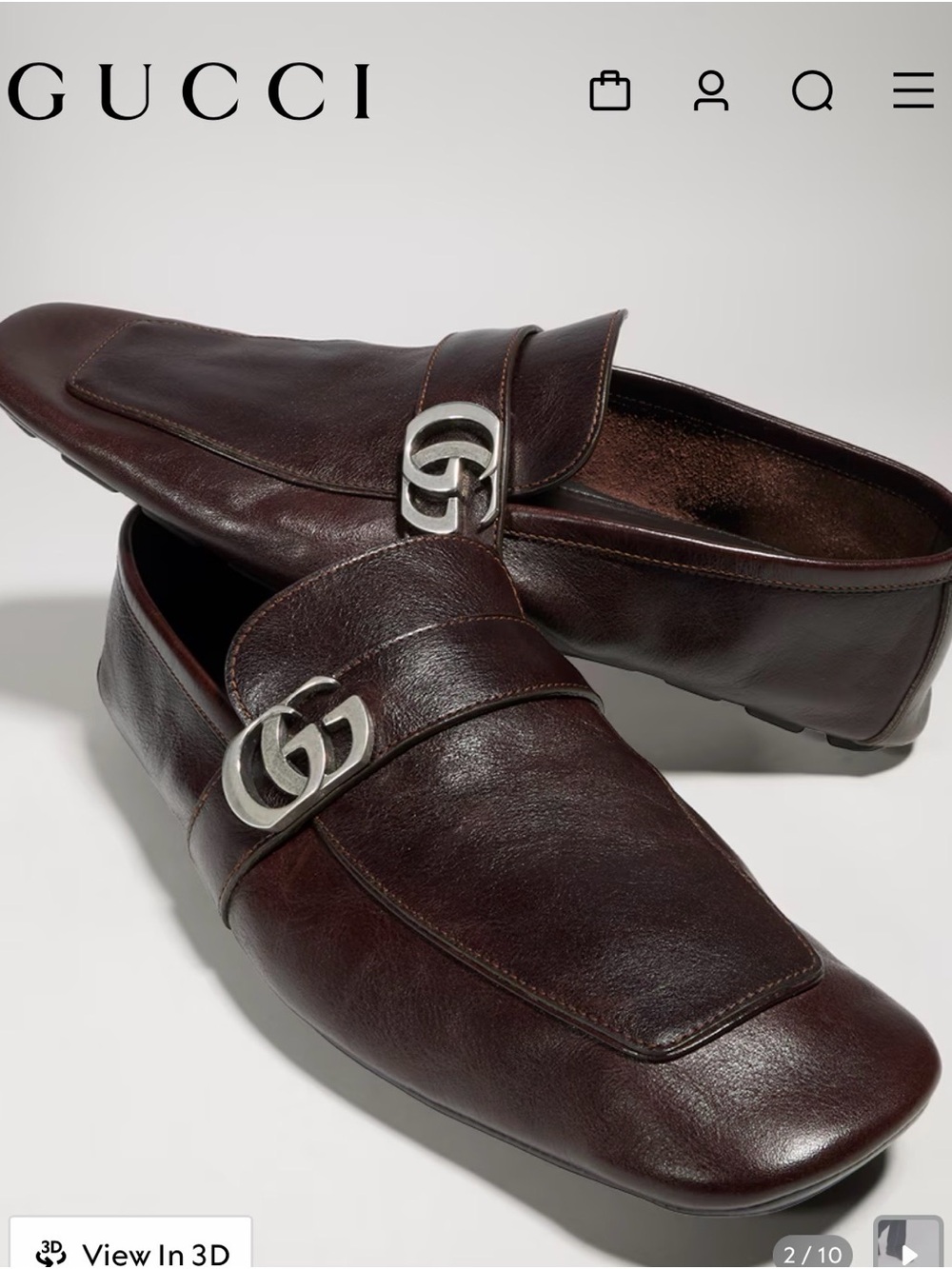 Gucci men’s driver with double G Dark Brown Leather GG Horsebit Slip-On Loafers